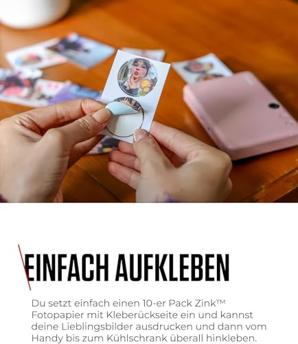 Canon Zoemini S2 Mini Sofortbildkamera + Fotodrucker mobil tragbar unterwegs Hosentasche (Fotodruck 5x7,6 cm, kabelllos, eingebauter Akku, Canon App, Bluetooth) roségold [+ 10er Zink Druck-Set]