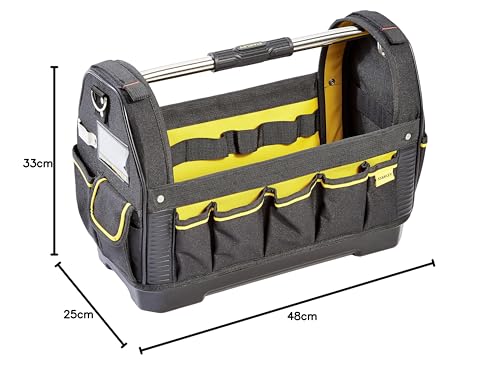 Stanley FatMax Werkzeugtrage (Werkzeugtasche 48cm x 25cm x 33cm, 600 Denier Nylon, wasserdichter Kunststoffboden, ergonomischer Gummigriff, Rahmen stahlverstärkt, verstellbarer Schultergurt)