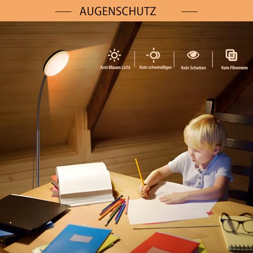 Mojimdo Stehlampe, [3 Farben & 10 Helligkeiten] Schlanke LED Leselampe Stehend, Dimmbar Einstellbare Flexible Stehleuchte für Kinderzimmer, Büro, Wohnzimmer, Ecke Nachttischlampe