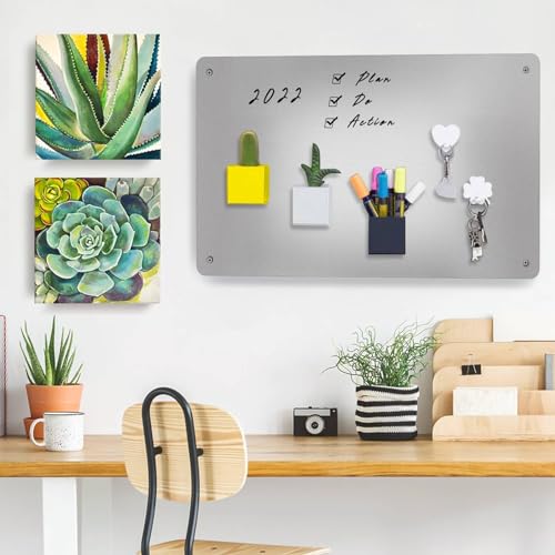 Raweao Magnettafel für Wand Urlaubs Magnete 43.5x30cm, A3 Groß Magnetwand Kinder, Edelstahl Magnetisch Tafel Klein zum Aufhängen, Metalltafel für Wohnung Büro Küche