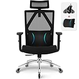 Daccormax Bürostuhl, Ergonomisch, bequem Chefsessel aus Netzstoff, VerstellbarerLordosenstütze,Kopfs