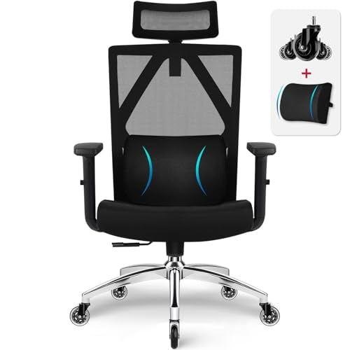 Daccormax Bürostuhl, Ergonomisch, bequem Chefsessel aus Netzstoff, VerstellbarerLordosenstütze,Kopfs