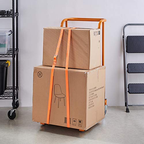 Amazon Basics – Spanngurt, 6 m lang, 25 mm breit, Belastbarkeit 150 kg, entspricht DIN EN 12195-2, Orange, 4 Stück