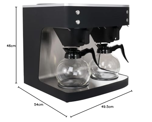 GastroHero Filterkaffeemaschine ECO 2x 2 Liter schwarz inkl. 2 Glaskannen I Kaffeemaschine groß I 200 Tassen/St. I Filterkaffeemaschinen für Gastronomie und Café