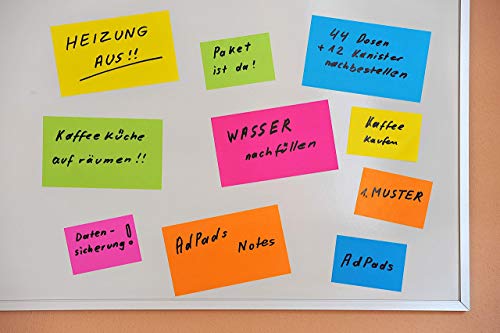 AdPads® elektrostatisch selbstklebende Moderationskarten | 175 x 100mm, 500 Blatt, Set Bunt | Große 