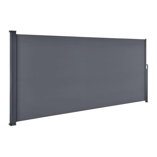 Juskys Seitenmarkise Dubai 500 x 200 cm ausziehbar Blickdicht, Sichtschutz für Balkon & Terrasse, Seitenrollo Wandhalterung - anthrazit