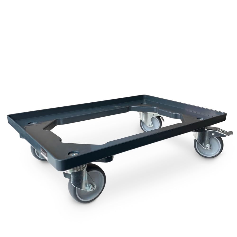 HEMMDAL Eurokasten-Roller mit Kunststoffrahmen 2er Set | 250 kg Tragkraft | HxBxT 170 x 615 x 415 mm | anthrazit | ABS Kunststoff | stapelbar | vollmontiert | Kratzfest | Transportroller
