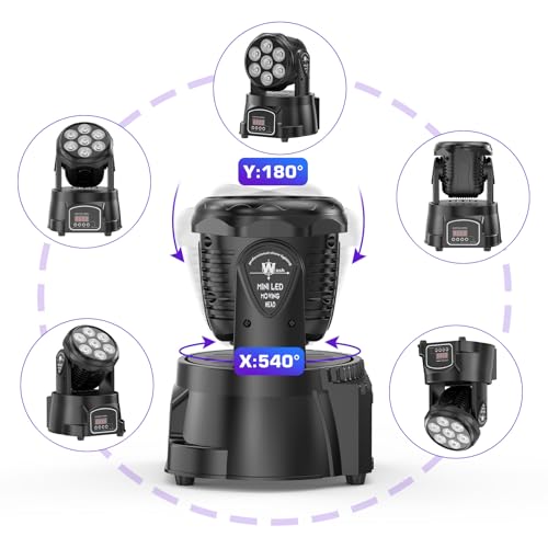 UKing 7X15W Mini Moving Head LED dmx512 RGBW Lichteffekte 5 Steuerungsmodus DJ Disco Licht mit Fernbedienung Strobe Beleuchtung Effekt für Party Disco Ballsaal Stab Stadium Club