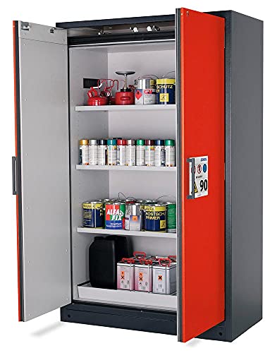 Gefahrstoffschrank, BxTxH 1200x615x1955 mm, 3 Böde n, 1 Auffangwanne mit Lochblecheinsatz, inkl. AGT