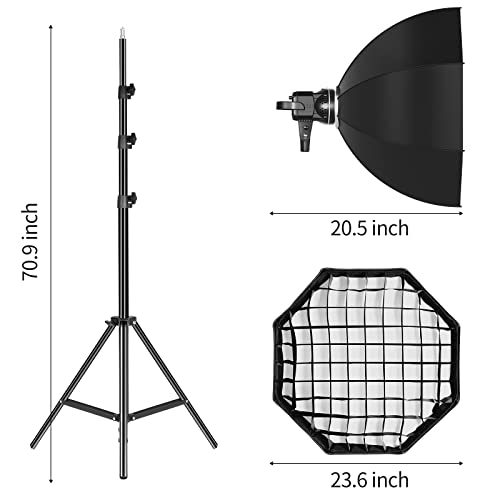 GVM LED Videoleuchte mit Softbox, 80W Bowens Studiolicht mit Stativ, 5600K Tageslicht LED Fotografie
