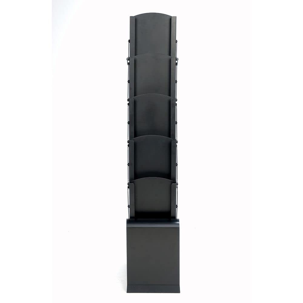 DISPLAY SALES | Faltprospektständer BLACK | 5 x DIN A4, schwarzer Stahlblech Bodenprospektständer Hochformat Faltprospektständer (Schwarz, A4) | inkl. Tragetasche