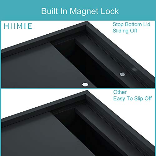 HIIMIEI Kosmetiktücherbox, 25.0×13.0×9.0 cm Acryl Taschentuchbox | Tissue Box mit Magnetabdeckung für Esszimmer Badezimmer Schlafzimmer Auto Büro - Mattschwarz