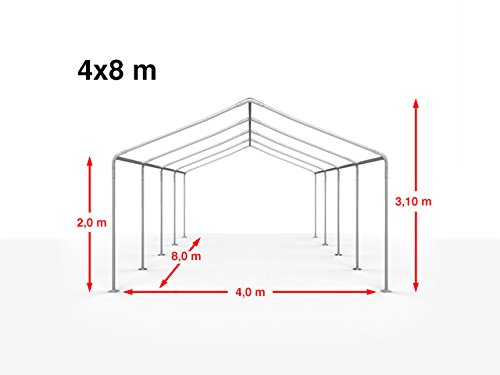 TOOLPORT Partyzelt Pavillon 4x8 m in weiß PE Plane 350 N Wasserdicht UV Schutz Festzelt Gartenzelt