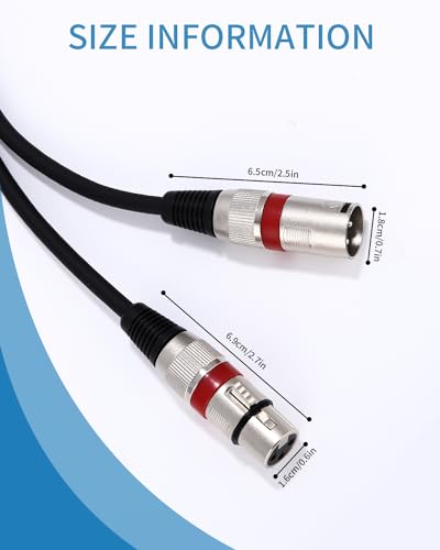 6 Stück XLR Kabel Premium Symmetrisches XLR Mikrofonkabel, Pin DMX Microphone Signal Cable Connectio