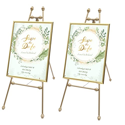 Futchoy 46,5" hoch Goldene Hochzeitsstaffelei mit verstellbaren Haken Bodenstehender Bilderrahmen-Ausstellungsständer für Hochzeiten, Feiern, Partys, Kunstausstellungen etc Veranstaltungen