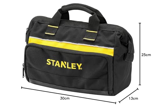 Stanley Werkzeugtasche (12 Zoll, 30 x 25 x 13 cm, robuste, kompakte Tasche für Werkzeuge, Trage aus 600 x 600 Denier Nylon, strapazierfähige Konstruktion) 1-93-330, Sortiert