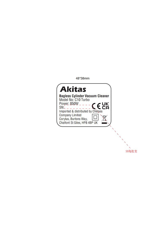 Akitas C10T 850W Beutelloser Staubsauger,Cat and Dog Tierhaare,Staubsaugerzylinder mit Deutschem Wessel Werk,28cm Breite Große Turbokopf-Spinnbürste