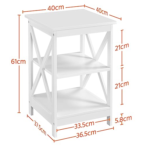 Yaheetech 3-stufiger Beistelltisch, Nachttisch mit X-förmigen Beinen, Couchtisch für Schlafzimmer