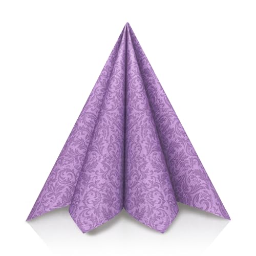 GRUBly® Servietten LILA, VIOLETT, Stoffähnlich [50 Stück], Hochwertige lila Tischdekoration für Hochzeit, Geburtstag, Feiern, 40x40cm, AIRLAID QUALITÄT