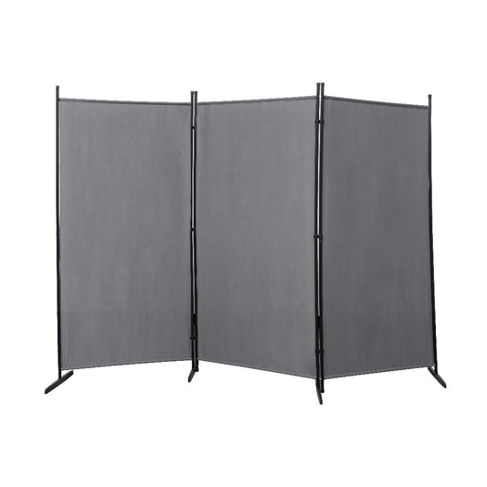 Mingone Raumteiler Trennwand Innen Garten Stellwand Spanische Wand Balkon Sichtschutz Paravent aus Stoff 3 teilig für Büros 260x180cm Groß, Anthrazit
