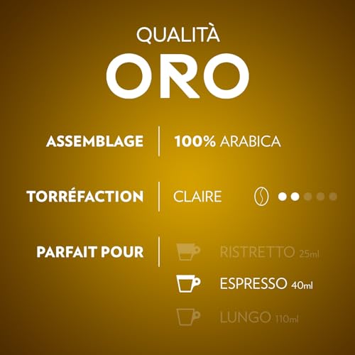 Lavazza Qualità Oro, Arabica-Bohnen mit fruchtig-floralem Geschmack, 10 x 10 Kapseln, Nespresso kompatibel