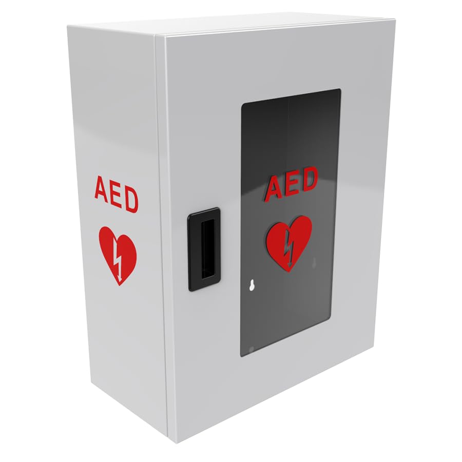 ISOP AED-Defibrillator-Aufbewahrungsschrank | Wandmontierte Erste-Hilfe-Box | AED-Alarmkasten aus Stahl, passend für die meisten AED-Modelle, für Zuhause, Büro, Pflegeheim, Bus