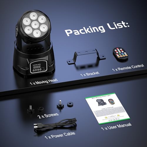 UKing 7X15W Mini Moving Head LED dmx512 RGBW Lichteffekte 5 Steuerungsmodus DJ Disco Licht mit Fernbedienung Strobe Beleuchtung Effekt für Party Disco Ballsaal Stab Stadium Club