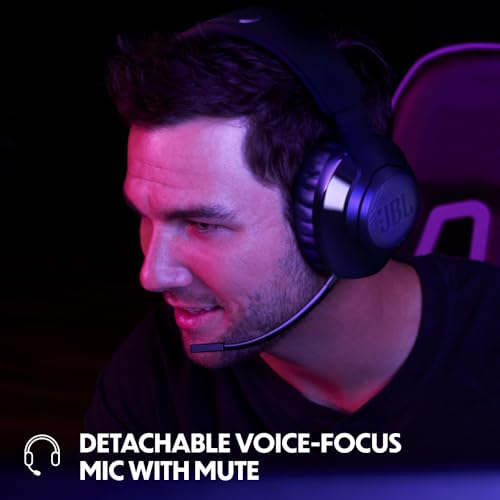 JBL Quantum 350 Over-Ear Gaming Headset – Wireless 2.4 GHz und USB-C-Anschluss – Mit abnehmbarem Boom Mic und QuantumSurround Sound – Schwarz