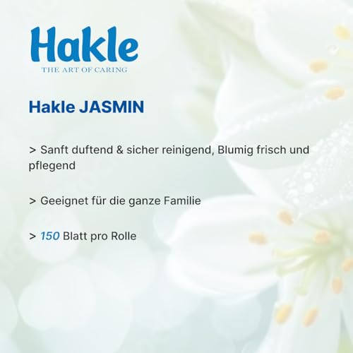 Hakle Toilettenpapier mit Jasminduft & Dekor - 72 Rollen, 3-lagiges Klopapier, 130 Blatt pro Rolle, WC Papier mit 60% recycelte Verpackung, FSC-zertifiziert