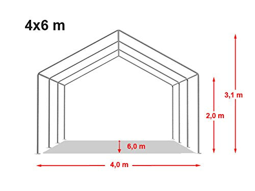 TOOLPORT Party-Zelt Festzelt 4x6 m Garten-Pavillon -Zelt PVC Plane 700 N in grau-weiß Wasserdicht