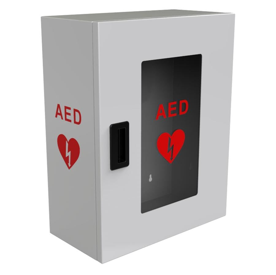 ISOP AED-Defibrillator-Aufbewahrungsschrank | Wandmontierte Erste-Hilfe-Box | AED-Alarmkasten aus Stahl, passend für die meisten AED-Modelle, für Zuhause, Büro, Pflegeheim, Bus