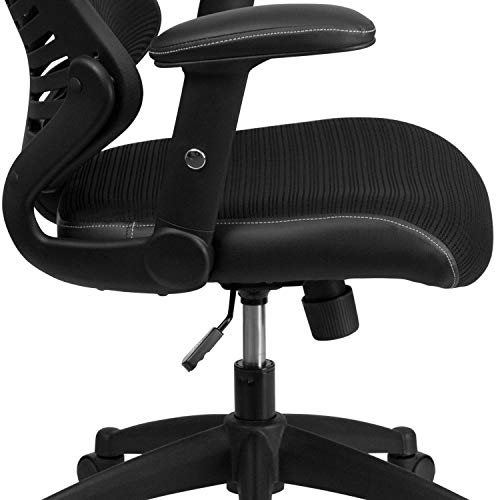 Flash Furniture Bürostuhl, ergonomisch, mit Netz-Rückenunterstützung, hoher Rückenlehne, höhenverstellbarem Sitz und feststellbarem Kipphebel, schwarz, 64 x 65 x 109 cm