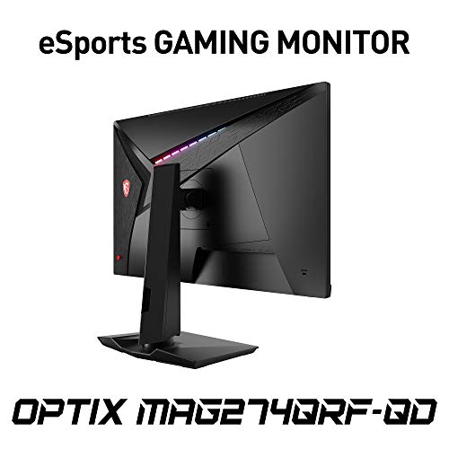 MSI Optix MAG274QRFDE-QD 27 Zoll (69 cm) Gaming Monitor, WQHD (2560x1440), Rapid IPS, 165Hz, 1ms, Flat, G-Sync, Quantum Dot, HDR, HDMI, DisplayPort, schwarz