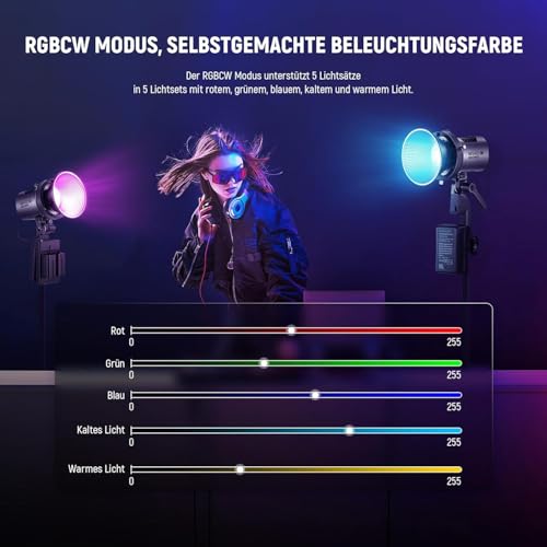 NEEWER LED Videoleuchte Studiolicht 2,4G/APP Steuerung, Ganzmetall Mini Kompakt RGB COB Studio Dauer