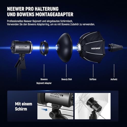 NEEWER LED Videoleuchte Studiolicht 2,4G/APP Steuerung, Ganzmetall Mini Kompakt RGB COB Studio Dauer