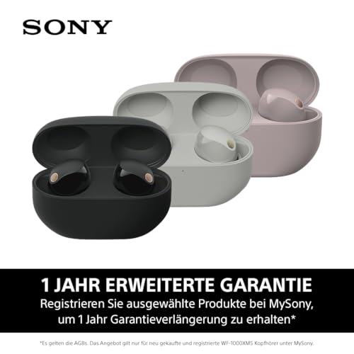 Sony WF-1000XM5 Kabellose Noise Cancelling Kopfhörer, Bluetooth, In-Ear-Kopfhörer, Mikrofon, bis zu 24 Stunden Akkulaufzeit, Schnellladefunktion, IPX4, iOS & Android kompatibel - Schwarz, klein