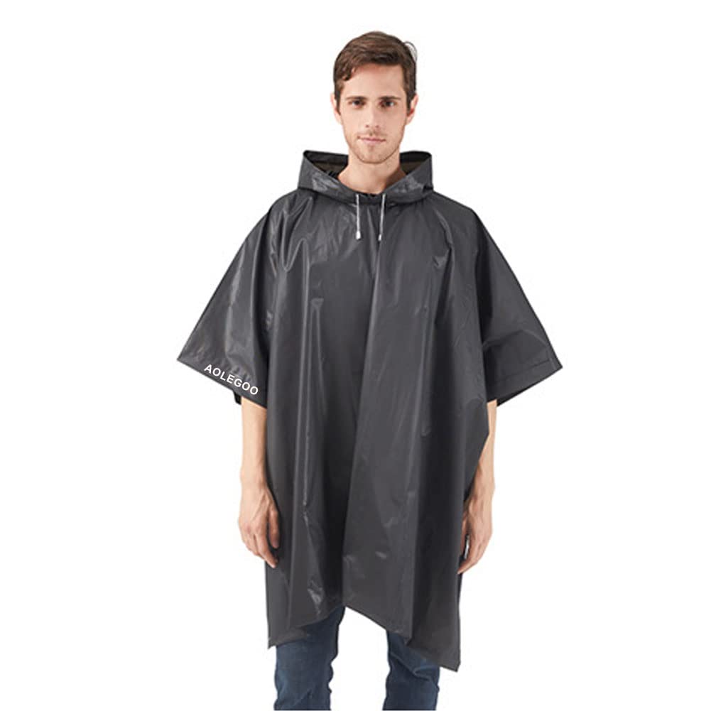 2 Stück Regenponcho, EVA Wiederverwendbarer Tragbarer Unisex-Regencape für Survive, Fahrrad, Wandern, Camping, Angeln, Konzert, Stadion, Festival (Schwarz)