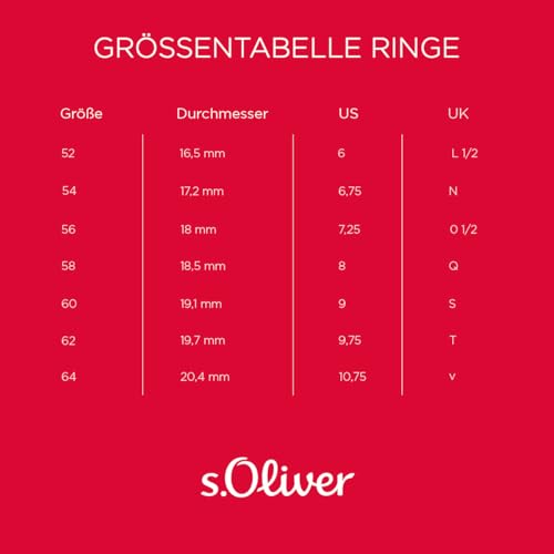 s.Oliver Ring Edelstahl Damen Ringe, mit Kristall, Silber, Kommt in Schmuck Geschenk Box,