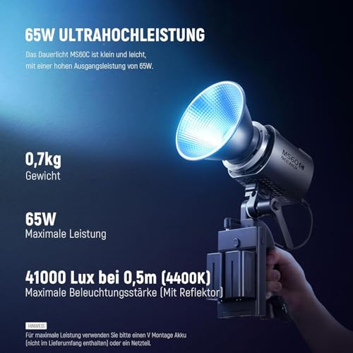 NEEWER LED Videoleuchte Studiolicht 2,4G/APP Steuerung, Ganzmetall Mini Kompakt RGB COB Studio Dauer