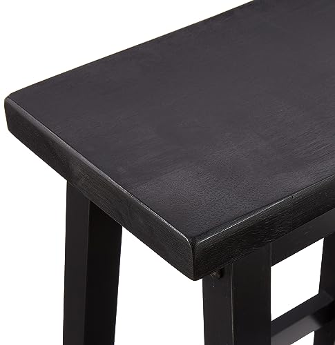 Amazon Basics Hocker für Küchentheke, Sitzfläche aus Massivholz, 61 cm hoch, Schwarz, 2 Stück