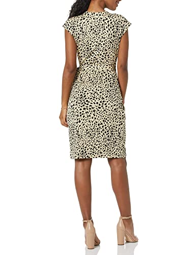 Amazon Essentials Damen Klassisches Wickelkleid mit Flügelärmeln (erhältlich in Übergröße), Bräunen Tiermuster, M