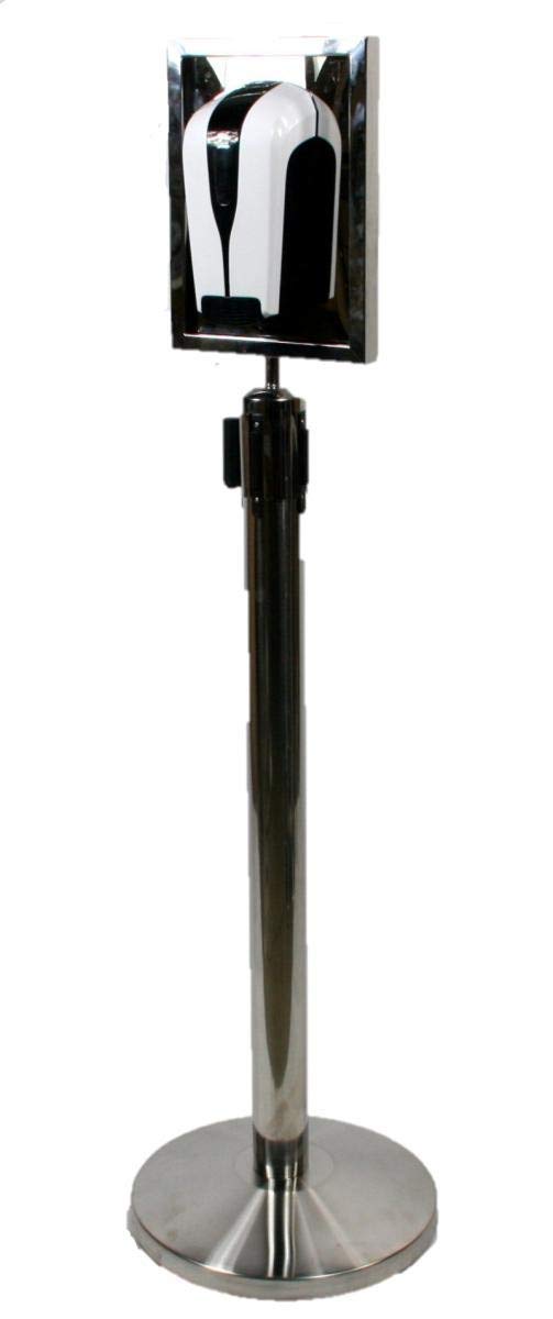 HeuSa Tech Desinfektionsständer Desinfektionsspender Hygienestation 500ml 110cm mit Plakathalter und Absperrseil