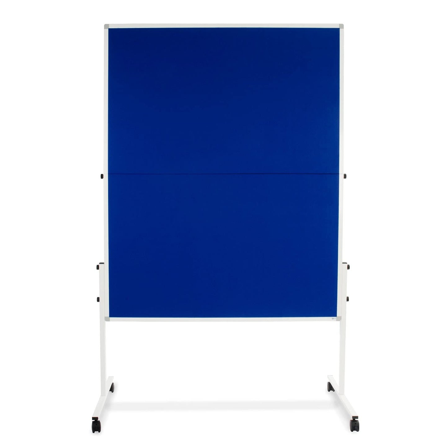 Floordirekt Filz Moderationstafel | Mobil & Klappbar | Filztafel Pinnwand mit feststellbaren Rollen | Metaplanwand Doppelseitig nutzbar | Inkl. Stellfüße & Rollen (150 x 120 cm, Blau)
