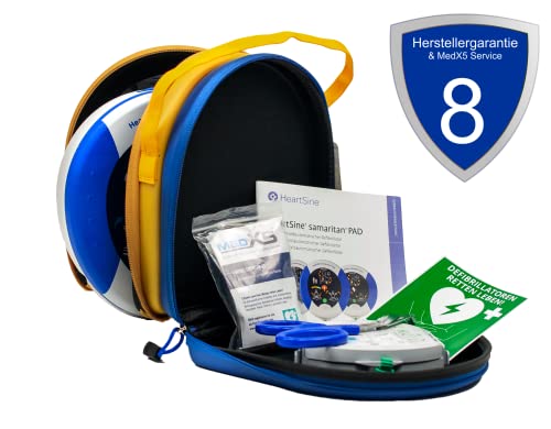 Erste Hilfe Defibrillator (AED) HeartSine SAM 360P, mit automatischer Schockauslösung für Laien und Profis, inkl. Acrylglaswandkasten mit Alarm