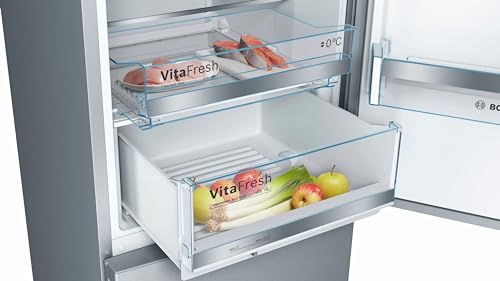 Bosch KGE398IBP, Serie 6, Kühl-Gefrier-Kombination, 201 x 60 cm, 249 L Kühlen & 94 L Gefrieren, LowFrost, BigBox für Gefriergut, längere Frische mit VitaFresh, Leise mit 38 dB, LED, AntiFingerprint