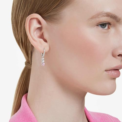 Swarovski Attract Trilogy Drop-Ohrhänger, Rosane, Rhodinierte Ohrringe mit Strahlenden Swarovski Kristallen im Rundschliff