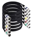 6 Stück XLR Kabel Premium Symmetrisches XLR Mikrofonkabel, Pin DMX Microphone Signal Cable Connectio