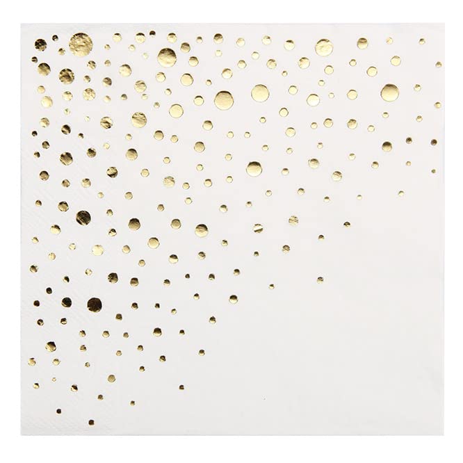 Stilvolle 16,5 x 16,5 cm goldene Servietten, 100 Stück weiße und goldene Lunch-Servietten, verleihen Sie Ihrer Veranstaltung Glanz mit Partyservietten, 3-lagige goldene Papierservietten,