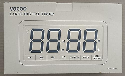 VOCOO Extra große Digitale Zeitschaltuhr: 19,8 cm LED-Bildschirm, starker Magnet, 3 Helligkeit, 4 Alarmtöne, 4 Lautstärken, Countdown Timer für Küche, Klassenzimmer, Fitnessstudio (Schwarz+Orange)