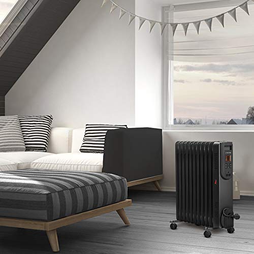 TROTEC Ölradiator TRH 25 E – Heizleistung 1000 W / 1500 W / 2500 W – Heizradiator elektrisch, 11 Rippen, mit Fernbedienung, schwarz